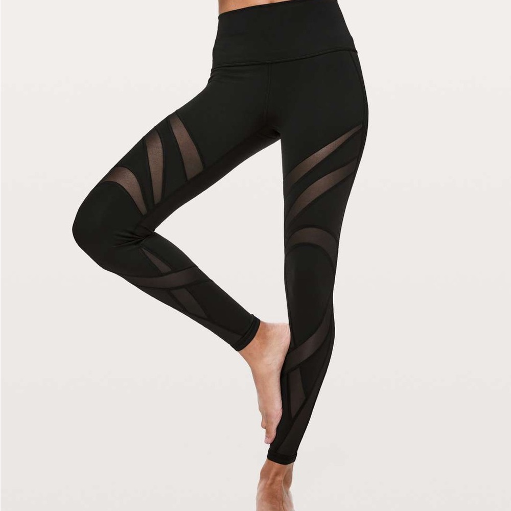 Lululemon Athletica Black Mesh Detail Leggings